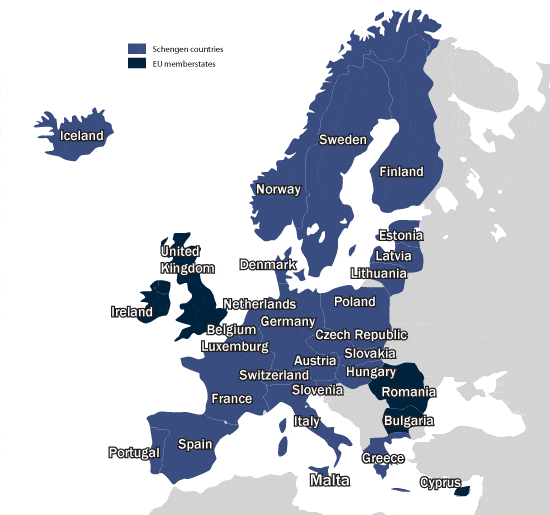 Schengen map